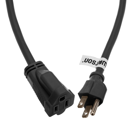 Watson AC Power Extension Cord (16 AWG, Black, 25') - SKU#1639974