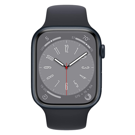 Apple Watch Series 8 GPS, 45mm Midnight Aluminum Case with Midnight Sport Band, Small/Medium