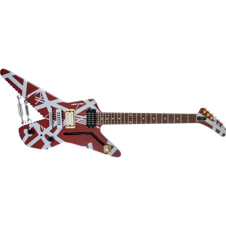 EVH Striped Series Electric Guitar - Burgundy with Silver Stripes - SKU#1664475