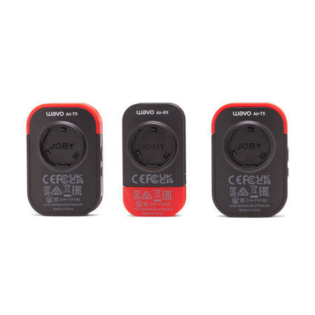 JOBY Wavo AIR Omnidirectional Wireless Lavalier Kit for Expert Content Creators, Black/Red