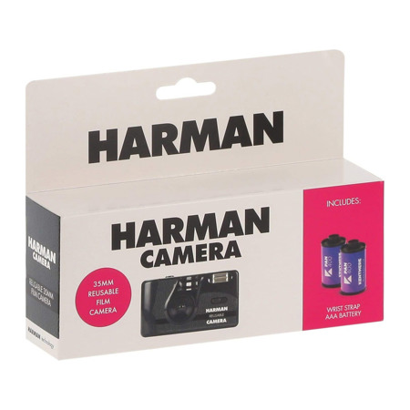 Ilford Harman Reusable 35mm Camera with Flash + 2x Rolls of Kentmere Pan 400 Black & White 36 Exposure Film
