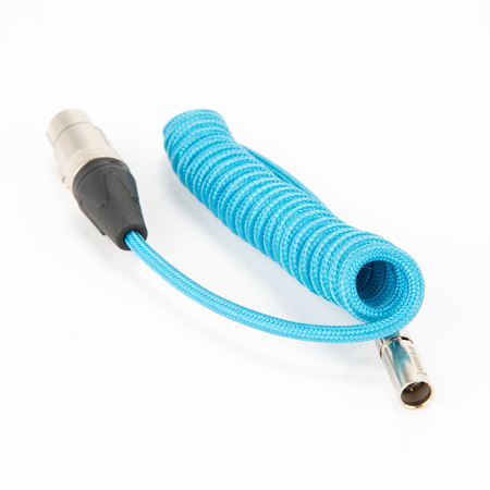 Kondor Blue Coiled Mini-XLR to XLR Cable for Canon C70 & BMPCC 4K/6K, 12 to 24"