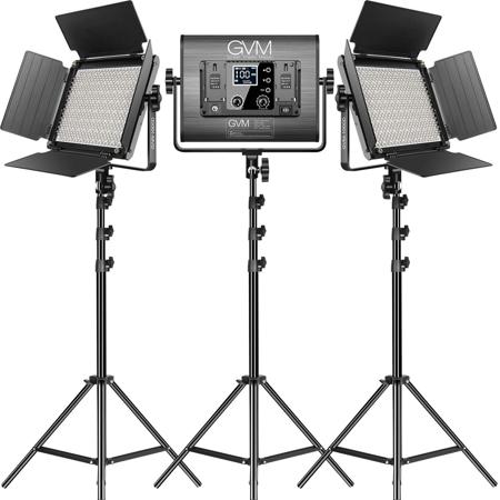 GVM 1000D 45W Bi-Color RGB Studio Soft LED Panel 3-Light Kit - SKU#1736772