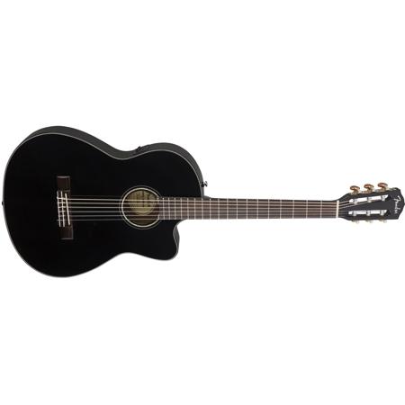 Fender CN-140SCE Classical Nylon Thinline Acoustic Guitar - Black SKU#1744426