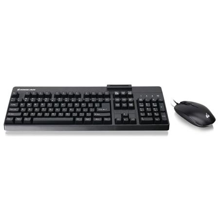 IOGEAR 104-Key Keyboard with Built-In Common Access Card Reader & 3-Button Mouse Combo, TAA Compliant