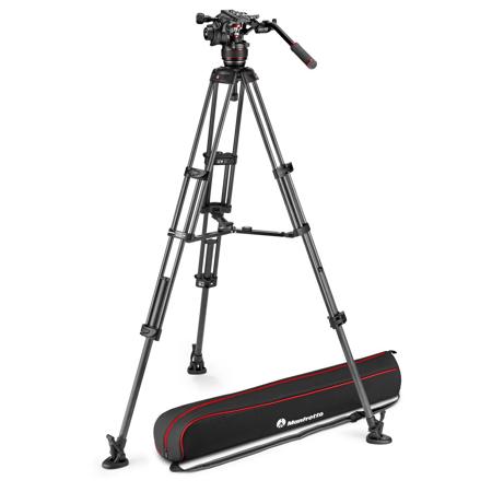 Manfrotto 608 Nitrotech Fluid Video Head with Carbon Fiber Twin Leg Tripod