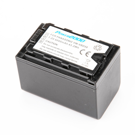 Power2000 Replacement 7.2V 6000mAh Lithium-Ion Battery for Panasonic VW-VBD58