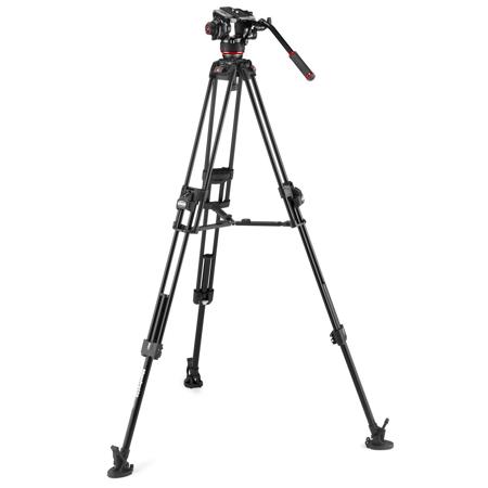 Manfrotto 504X Fluid Video Head with 645 Aluminum Fast Twin Leg Tripod #1772748
