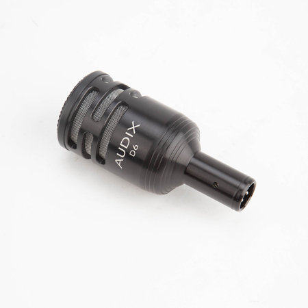 Audix D6 Dynamic Cardioid Kick Drum Microphone, 30Hz-15kHz Frequency Response, 280 Ohms Output Impedance, Black