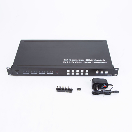 No Hassle 2x2 Video Wall & 4x4 Seamless HDMI Matrix Switcher Processor 1080P HD Splicer Splitter Four Displays