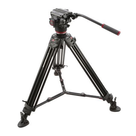 Manfrotto 504X Fluid Video Head with Aluminum Twin Leg Tripod - SKU#1813003