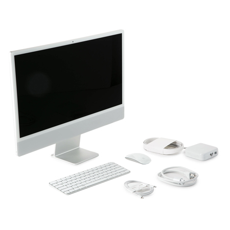 Apple iMac 24" Retina 4.5K Display with Magic Keyboard w/Touch ID (Late 2023) 512GB SSD Silver Gigabit Ethernet 16GB 8-Core / 10-Core