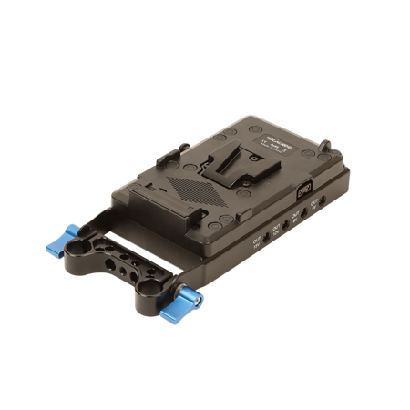 KOCACKOO V-Mount Lock Battery Plate Power Supply Splitter Adapter with 15mm Rod Clamp