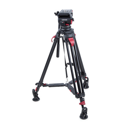 Cartoni Focus 12 Fluid Head with 3-Section Aluminum Red Lock Tripod SKU#1830595