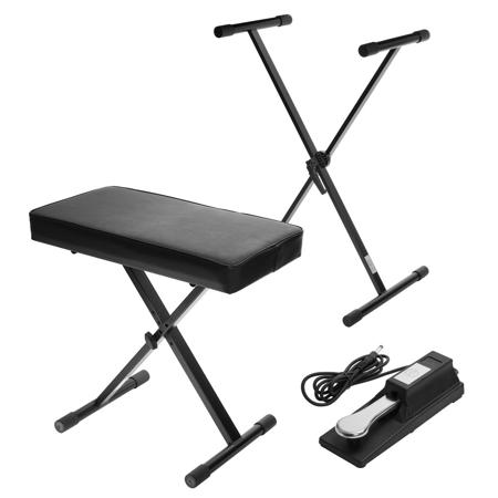 H&A Keyboard Stand/Bench Pack with Sustain Pedal - SKU#1836248