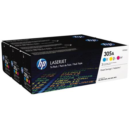 HP 305A Cyan/Magenta/Yellow LaserJet Toner Cartridge, Pack of 3