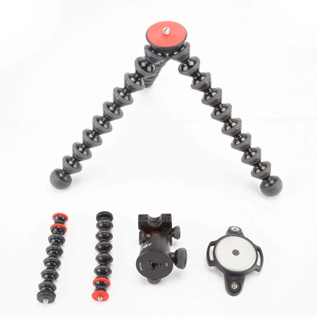 Joby GorillaPod Rig for DSLR Camera, Mic and Lights, 11 lbs Capacity, 17" Folded Length, Black/Charcoal/Red