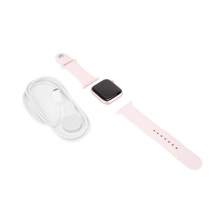 Apple Watch Series 9 GPS Aluminum Case, Light Pink Sport Band Pink Case Medium/Large Strap 45mm