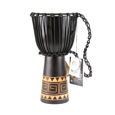 Meinl Headliner Series 10" Hand Carved Congo Design Rope Tuned Djembe, Dark Brown
