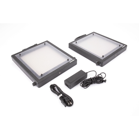 Bescor LED-500KB, Twin 500W LED Dimmable Studio Light & Lead Acid Battery Kit - 1000 Watt Combined