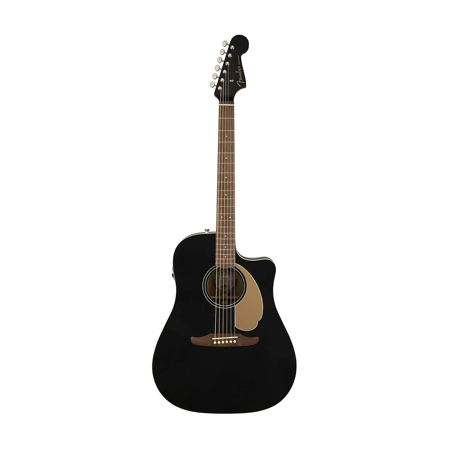 Fender California Series Redondo Player Left Hand Acoustic Guitar, 20 Frets, Slim "C" Shape Neck, Walnut Fingerboard, Gloss Poly, Jetty Black