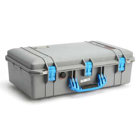 Pelican ColorCase 1555 Air Case with Blue Handle & Latches - Silver, NO FOAM