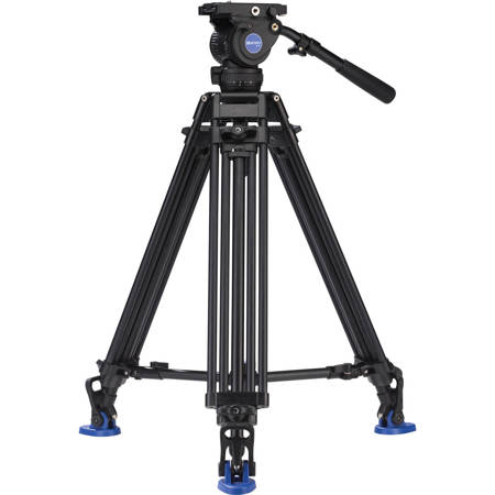 Benro BV8 Aluminum Alloy Twin Leg Video Tripod Kit, Includes Video Head, QR13 QR Plate, BS02 Pan Bar Handle, ML08 Mid-Level Spreader, Deluxe Carry Case