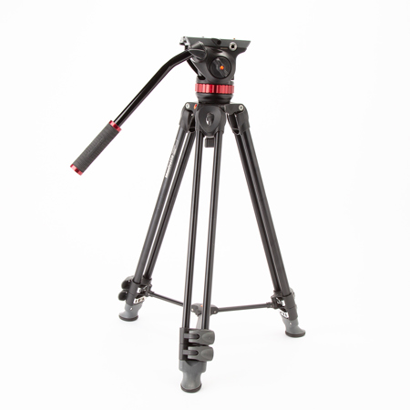 Manfrotto MVT502AM 3-Section Aluminum Telescopic Twin Leg Tripod with 502 Fluid Video Head - Carrying bag