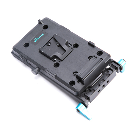 IndiPRO V-Mount Battery Plate with Multiple Output Ports and 15mm Rod Adapter