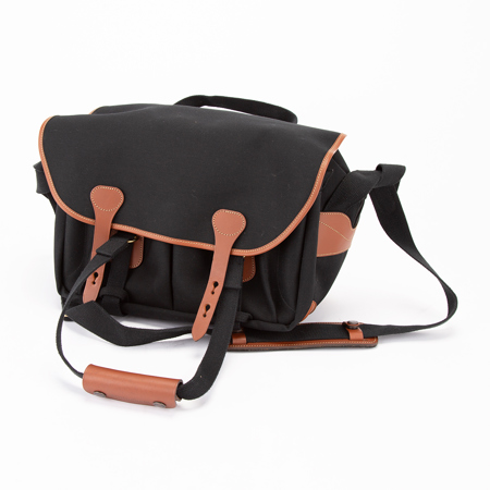 Billingham 225 SLR Camera Shoulder Bag, Black with Tan Trim.