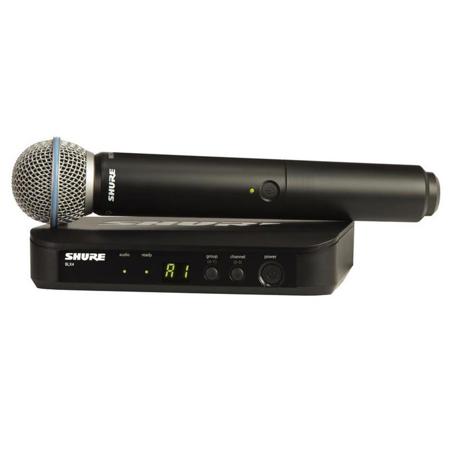 Shure BLX24/PG58 Handheld Wireless System, Includes BLX4 single-channel Receiver, BLX2 Transmitter with PG58 Microphone, H9: 512.125-541.800MHz