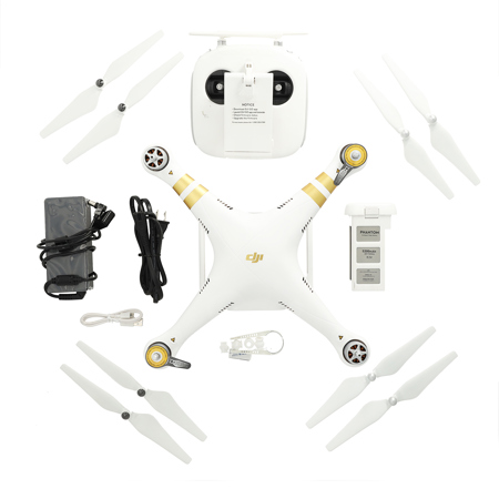 DJI Phantom 3 Professional Quadcopter Aircraft with 3-Axis Gimbal and UHD Video Camera, Remote Controller Included