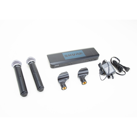Shure BLX288/PG58 Dual Channel Handheld Wireless System, Includes BLX88 Dual-channel Receiver, 2x BLX2 Handheld Transmitter with PG58 Microphone, H9: 512.125-541.800MHz