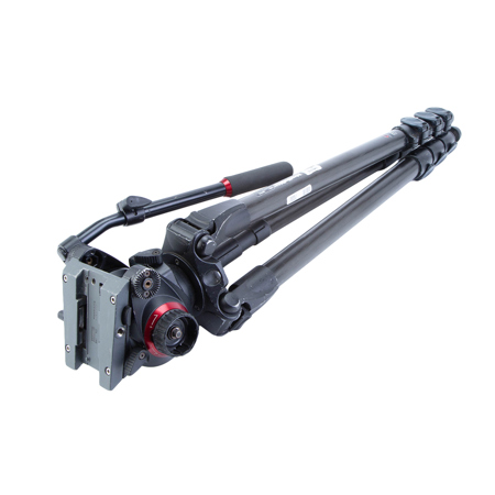 Manfrotto 504HD VD Fluid Video Head with 536 Carbon Fiber Tripod Legs, MBAG100PN Tripod Bag, Maximum Height 85", Supports 19 lbs.