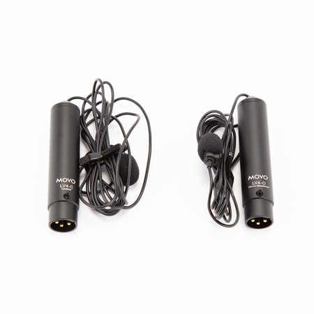 Movo Photo LV4 Dual XLR Cardioid and Omnidirectional Lavalier Condenser Microphone Interview Kit