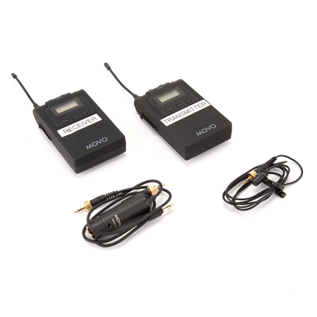 Movo Photo WMIC70 48-Channel UHF Wireless Camera Lavalier Mic System with Transmitter, Receiver, Lavalier Microphone, 328' Range
