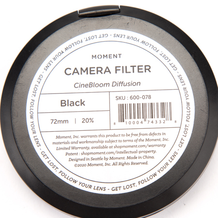 Moment 72mm CineBloom Diffusion Filter, 20% Diffusion