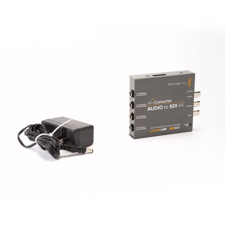 Blackmagic Design Audio to SDI 4K Mini Converter, 4096x2160p 30 Format Support, 4:2:2, 4:4:4 Video/48kHz, 24 Bit Audio Sampling Rate