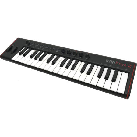IK Multimedia iRig Keys 2 Compact USB MIDI Keyboard Controller with 37 Mini Keys for iPhone iPad Android and Mac/PC