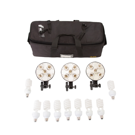 Interfit Photographic F5 Three-Head Fluorescent Lighting Kit with Boom Arm