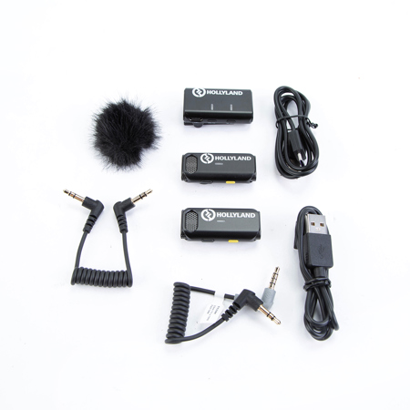 Hollyland Lark M1 Duo 2-Person Wireless Microphone System without Charger for Camera and Mobile, Gray