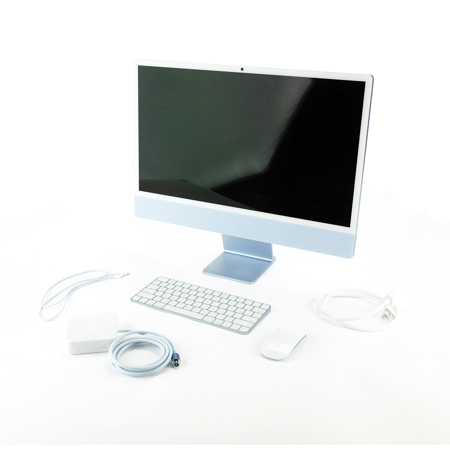 Apple iMac 24" with Retina 4.5K Display, M4 Chip with 8-Core CPU and 8-Core GPU, Late 2024 Blue 16GB 256GB SSD No Ethernet Magic Keyboard