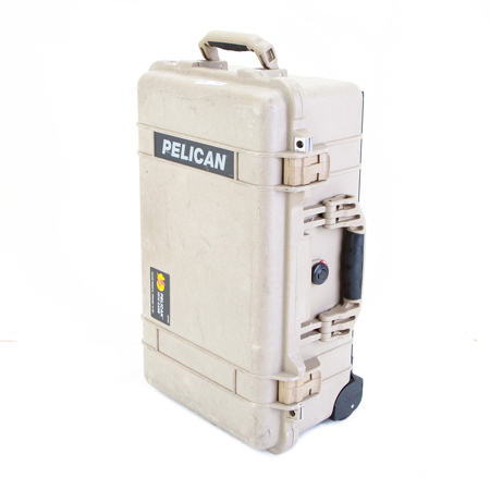Pelican 1510 On Watertight Hard Case without Foam Insert, with Wheels. - Desert Tan