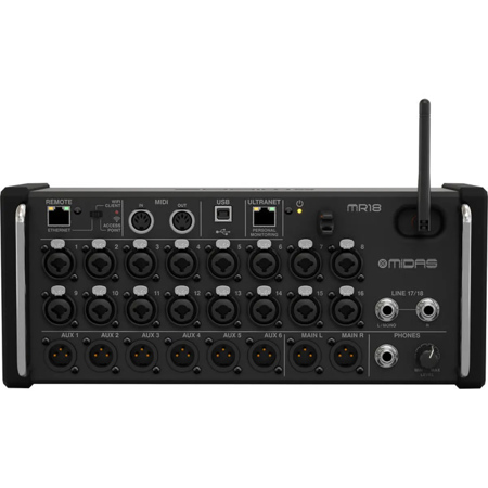Midas MR18 18-Input Digital Mixer with Wi-Fi and USB Recorder for iPad/Android Tablets