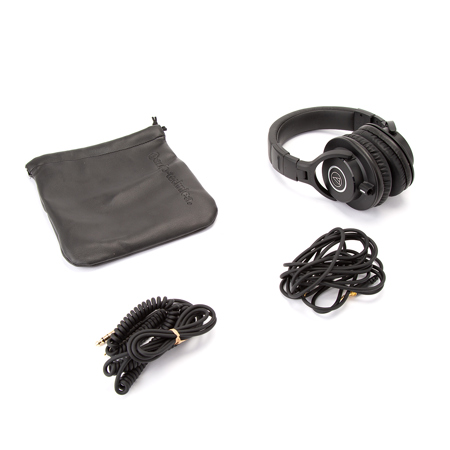 Audio-Technica ATH-M40x Professional Monitor Headphones, 98dB, 15-24kHz, with 9.8' Coiled and Straight Interchangeable Cables
