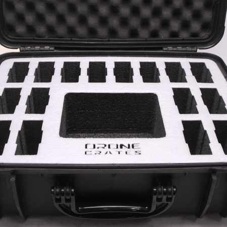 Drone Crates Hardshell Case with Custom Foam (holds 16 DJI TB50 Batteries)
