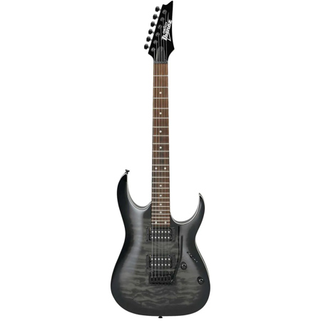 Ibanez RG Gio GRGA120QA Electric Guitar, Treated New Zealand Pine Fretboard, Transparent Black Burst