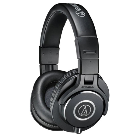 Audio-Technica ATH-M40x Professional Monitor Headphones, 98dB, 15-24kHz, with 9.8' Coiled and Straight Interchangeable Cables
