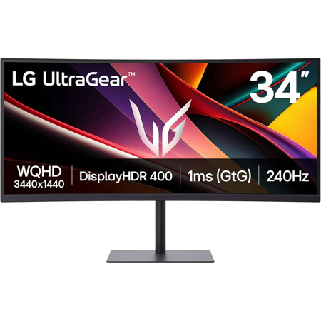 LG UltraGear 34G630A-B 34" 21:9 UltraWide QHD 240Hz Curved VA LCD HDR Gaming Monitor, Black