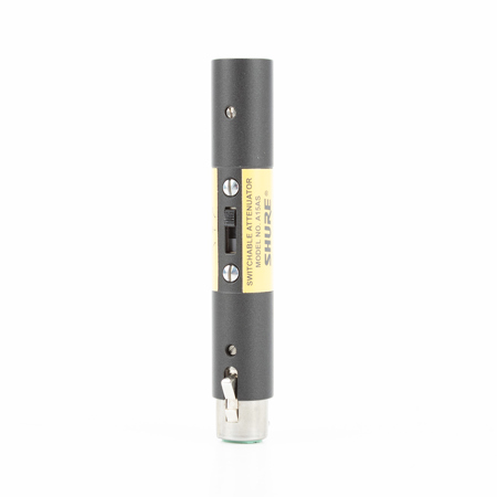 Shure A15AS Switchable In-Line Attenuator with 15, 20 or 25 dB of Selectable Mic Attenuation, XLR Barrel